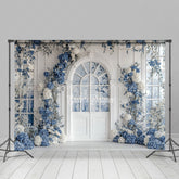 Lofaris White And Blue Elegant Floral Sweet Wedding Backdrop
